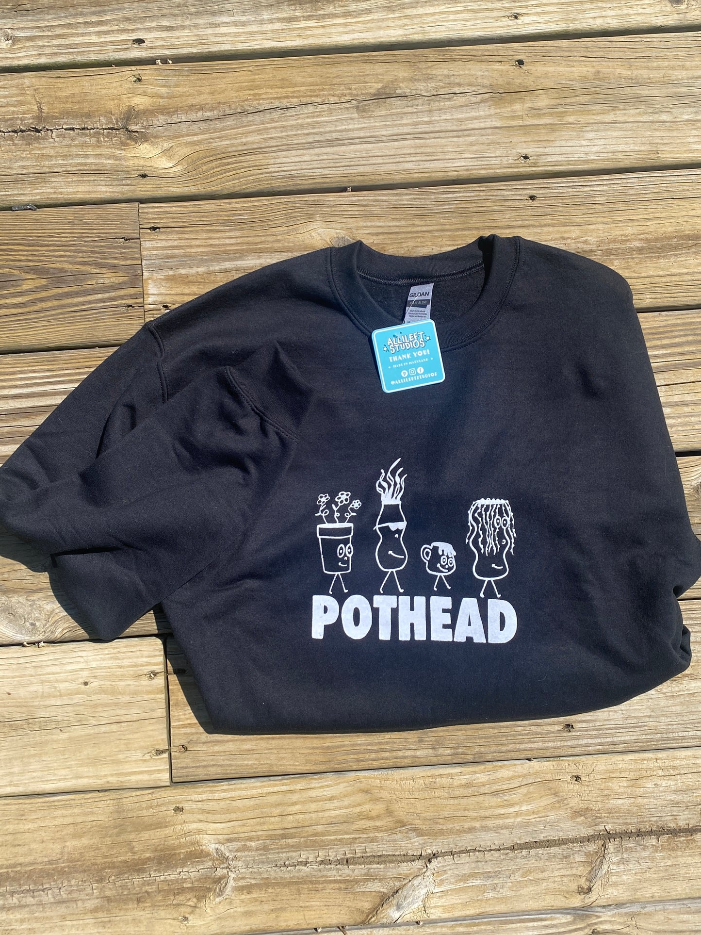 "Pothead" Black Crewneck