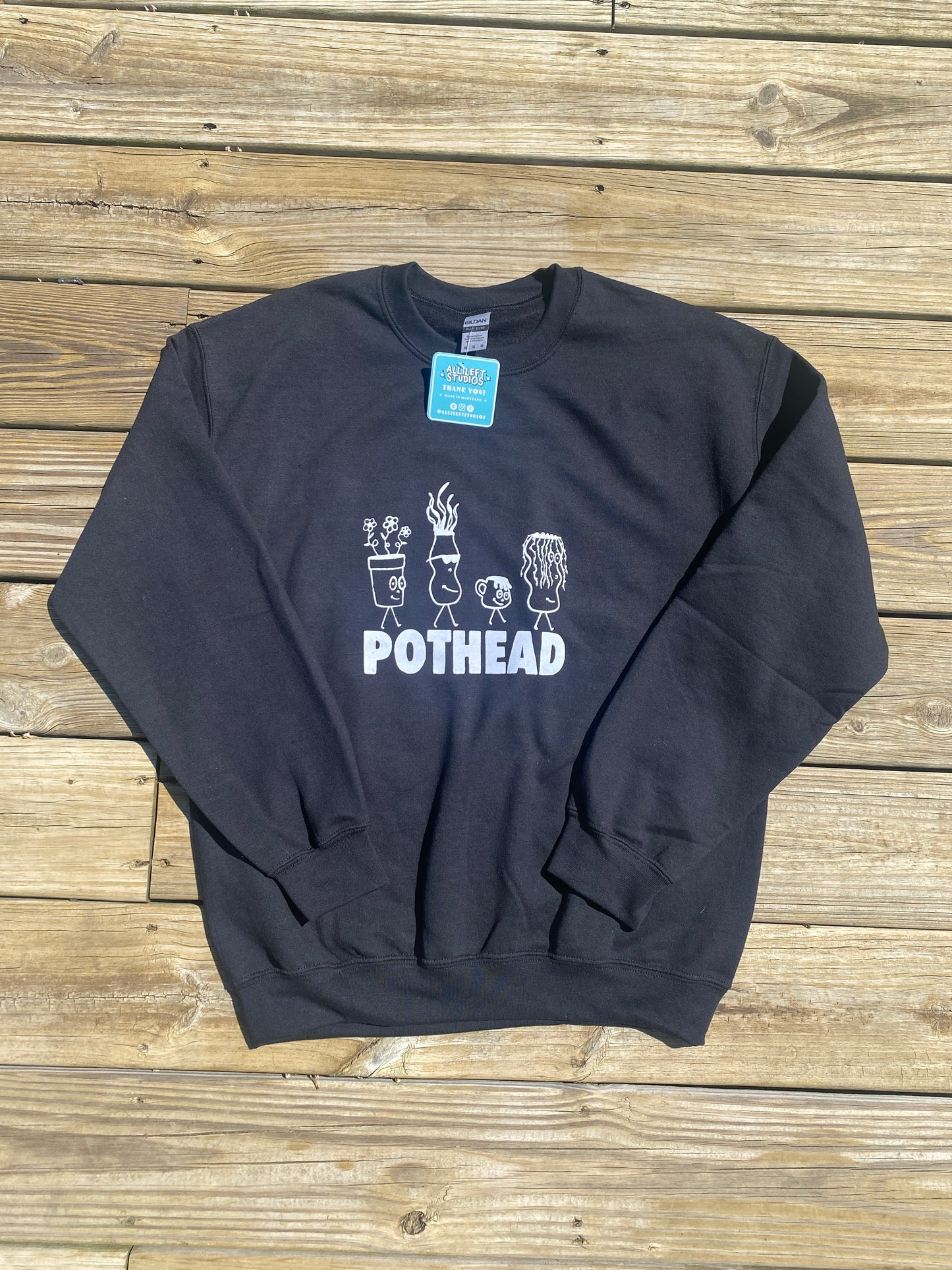 "Pothead" Black Crewneck