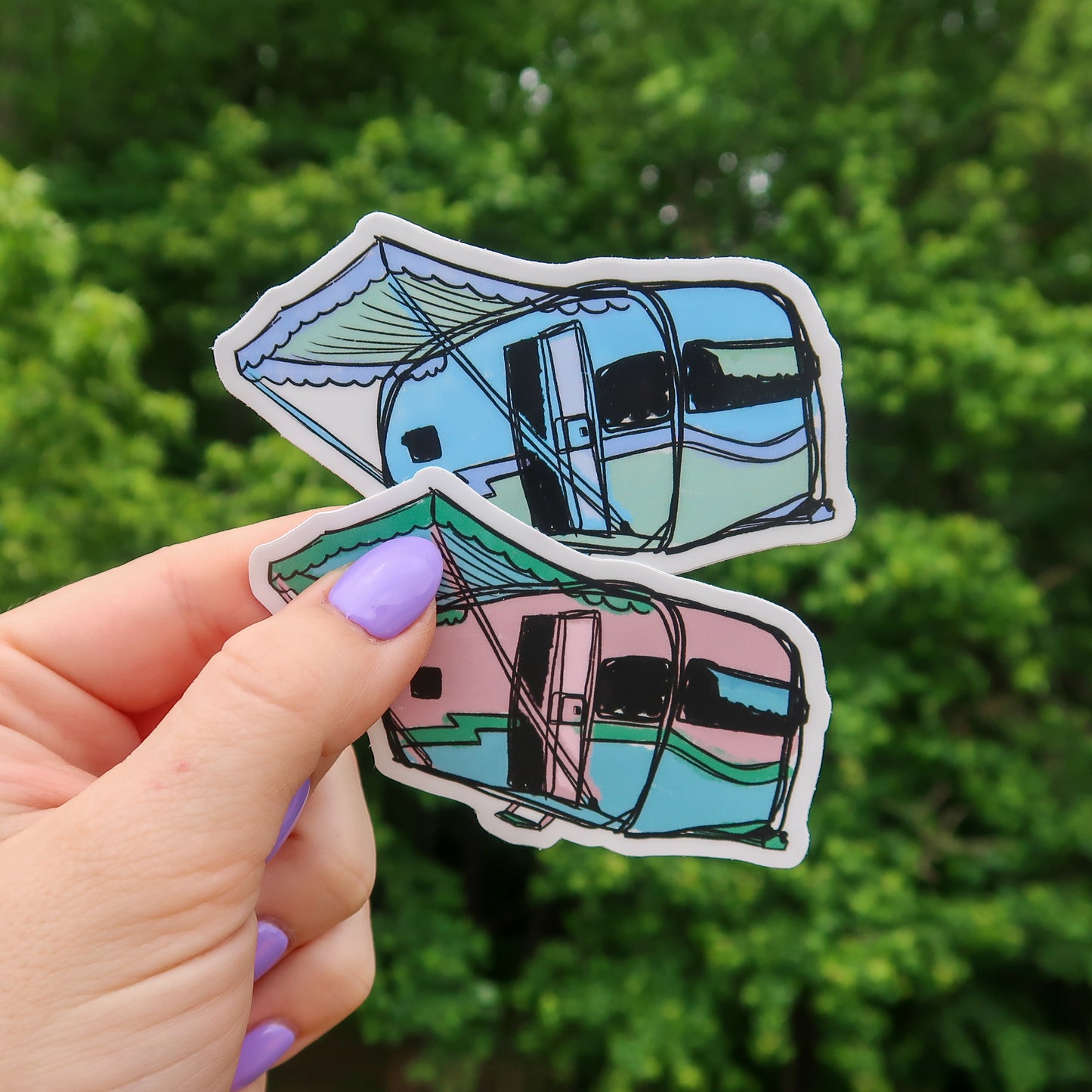 Pink Vintage Camper Sticker