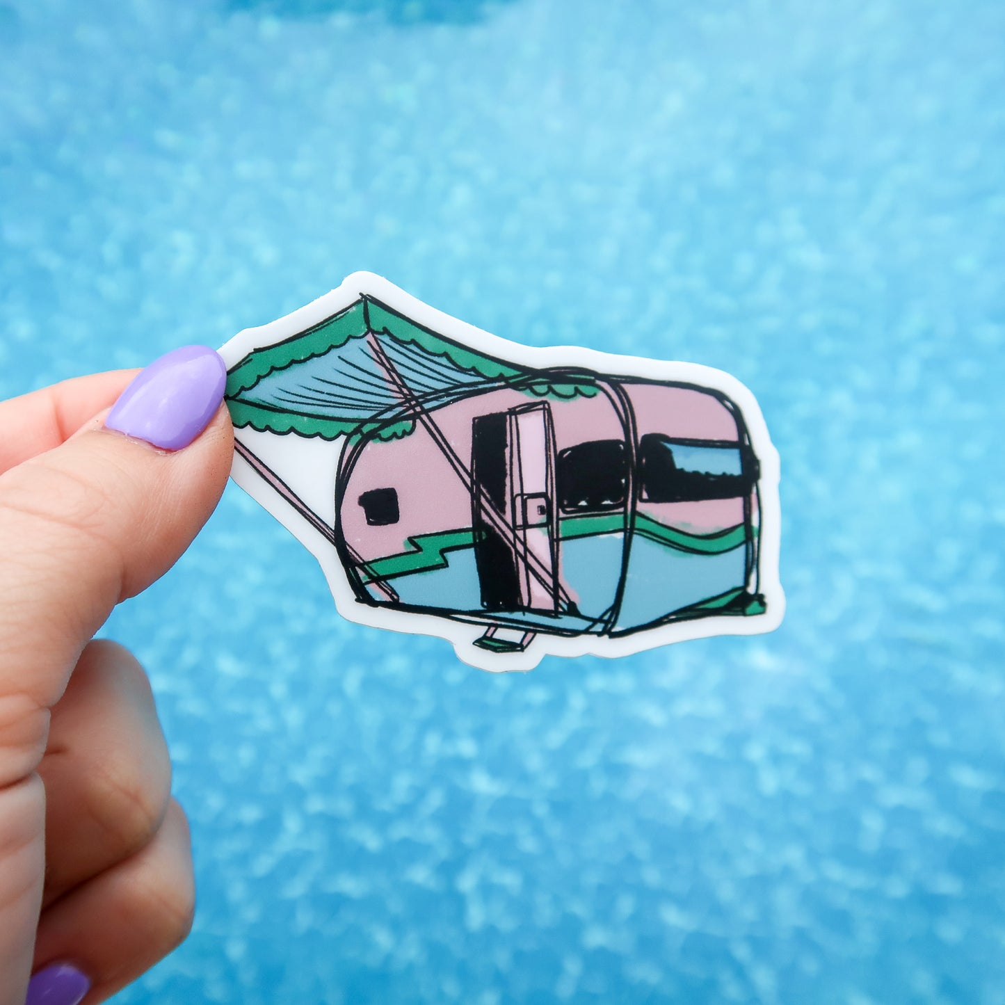 Pink Vintage Camper Sticker