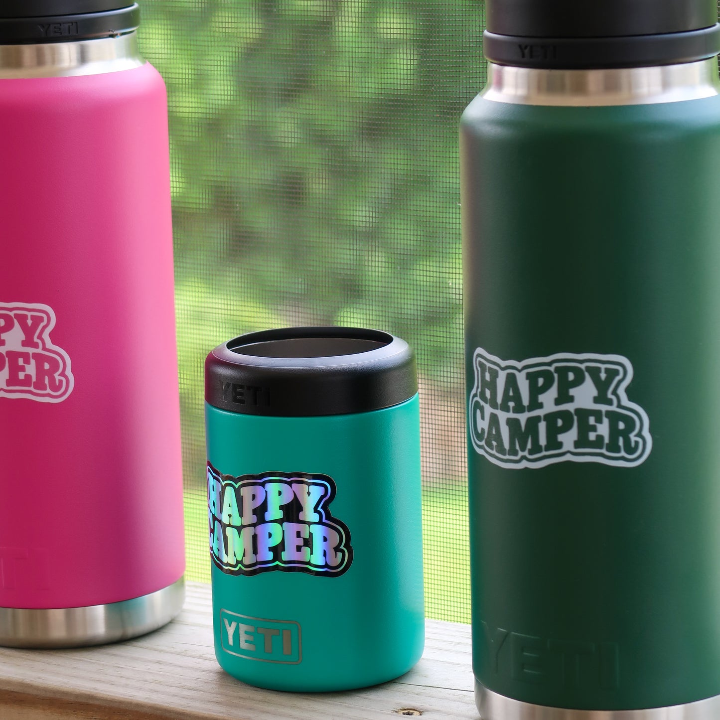 Happy Camper 3in Holographic Sticker