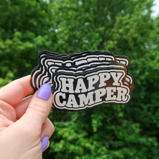 Happy Camper Black + White Magnet