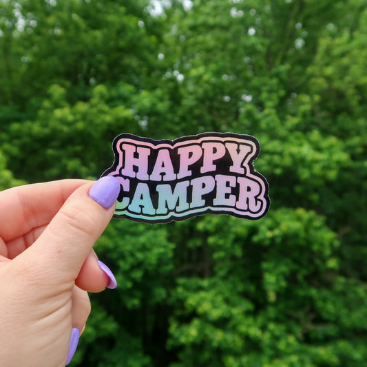 Happy Camper 3in Holographic Sticker
