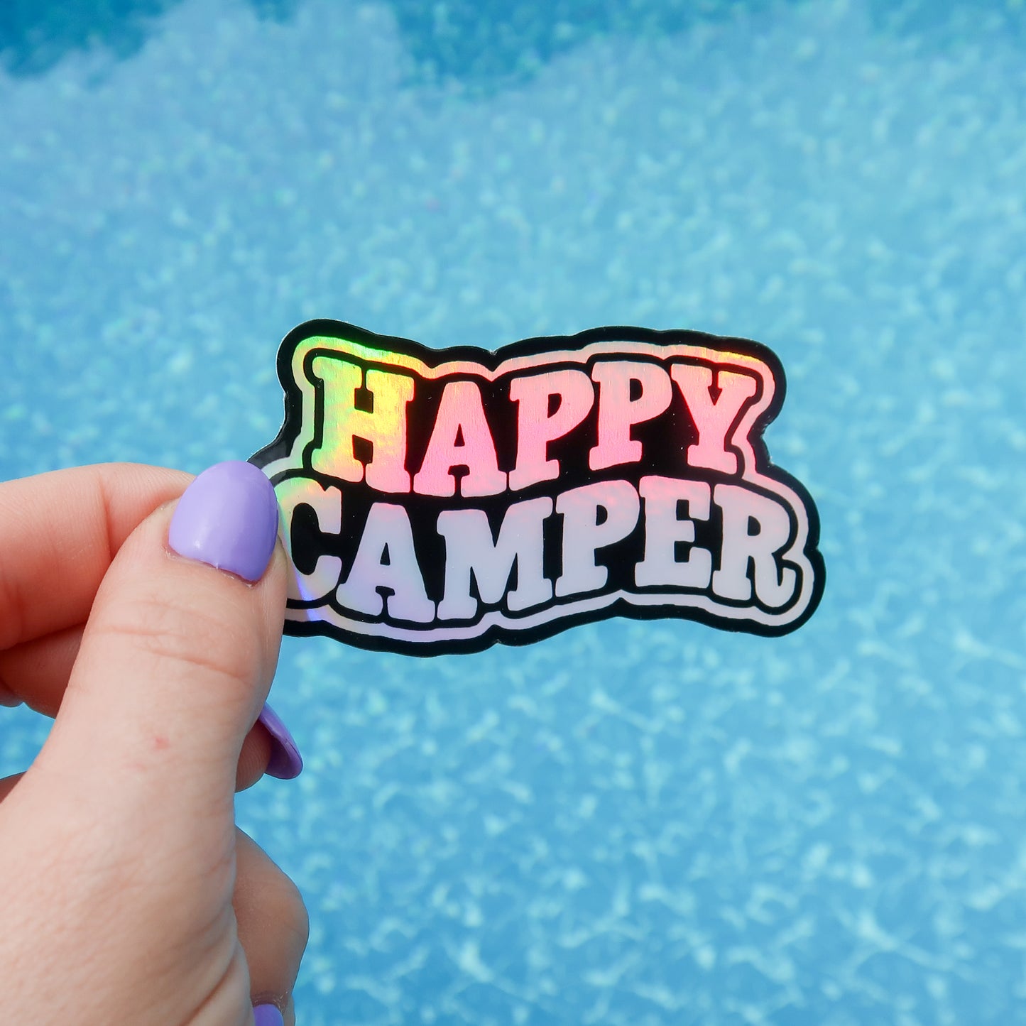 Happy Camper 3in Holographic Sticker